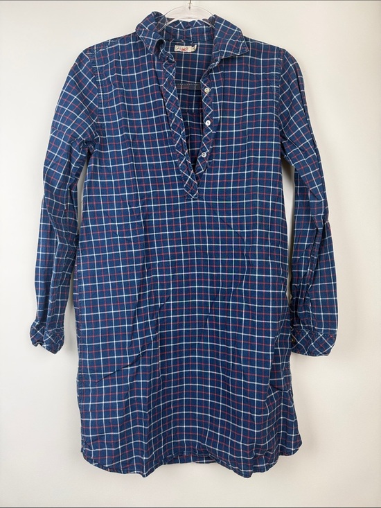 Faherty Dresses & Skirts - Faherty Lighthouse Shirt Dress Indigo Plaid Check Nautical Coastal Size XS
